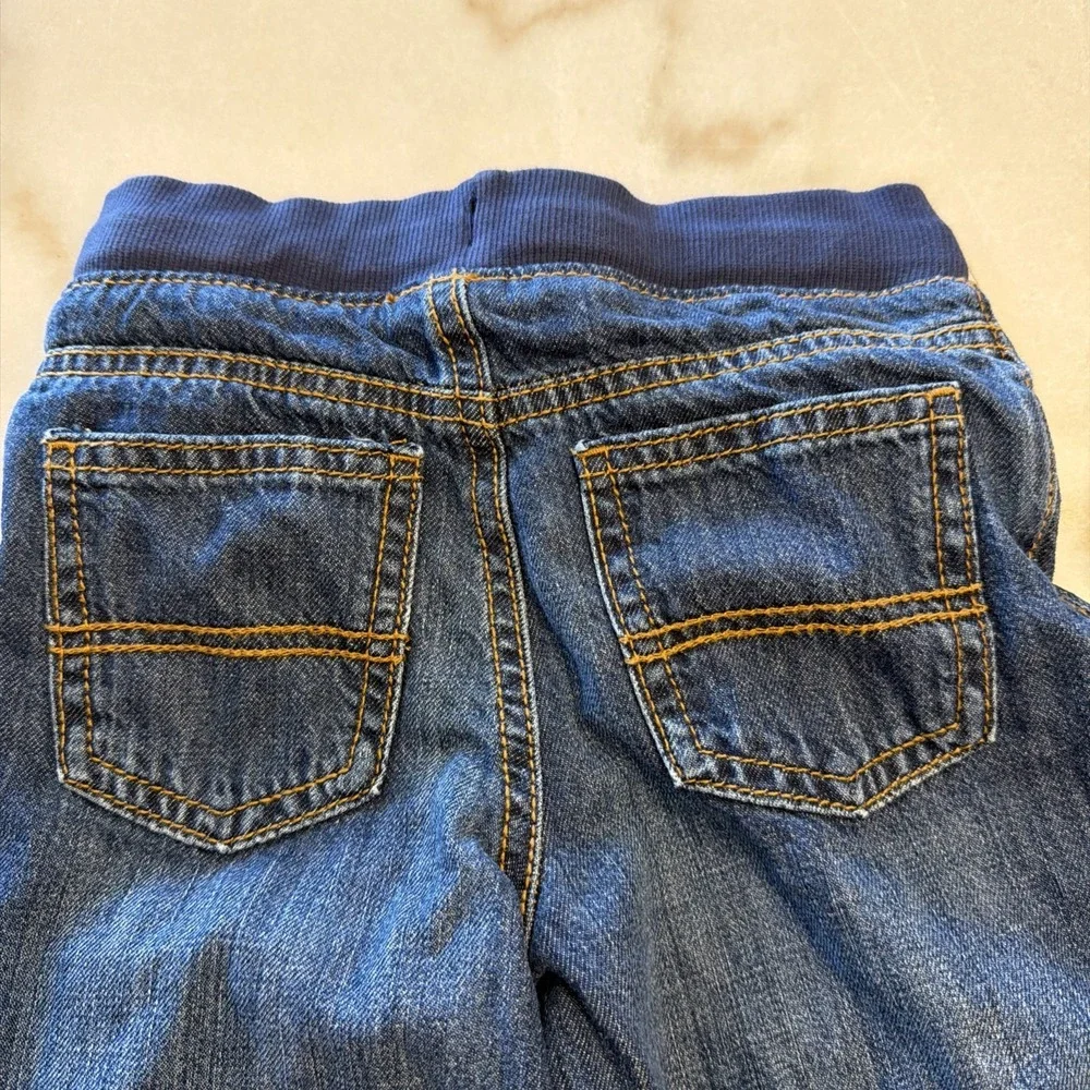 Carter's Toddler Jeans Size 4T Dark Blue Denim Elastic Waistband Drawstring NWOT